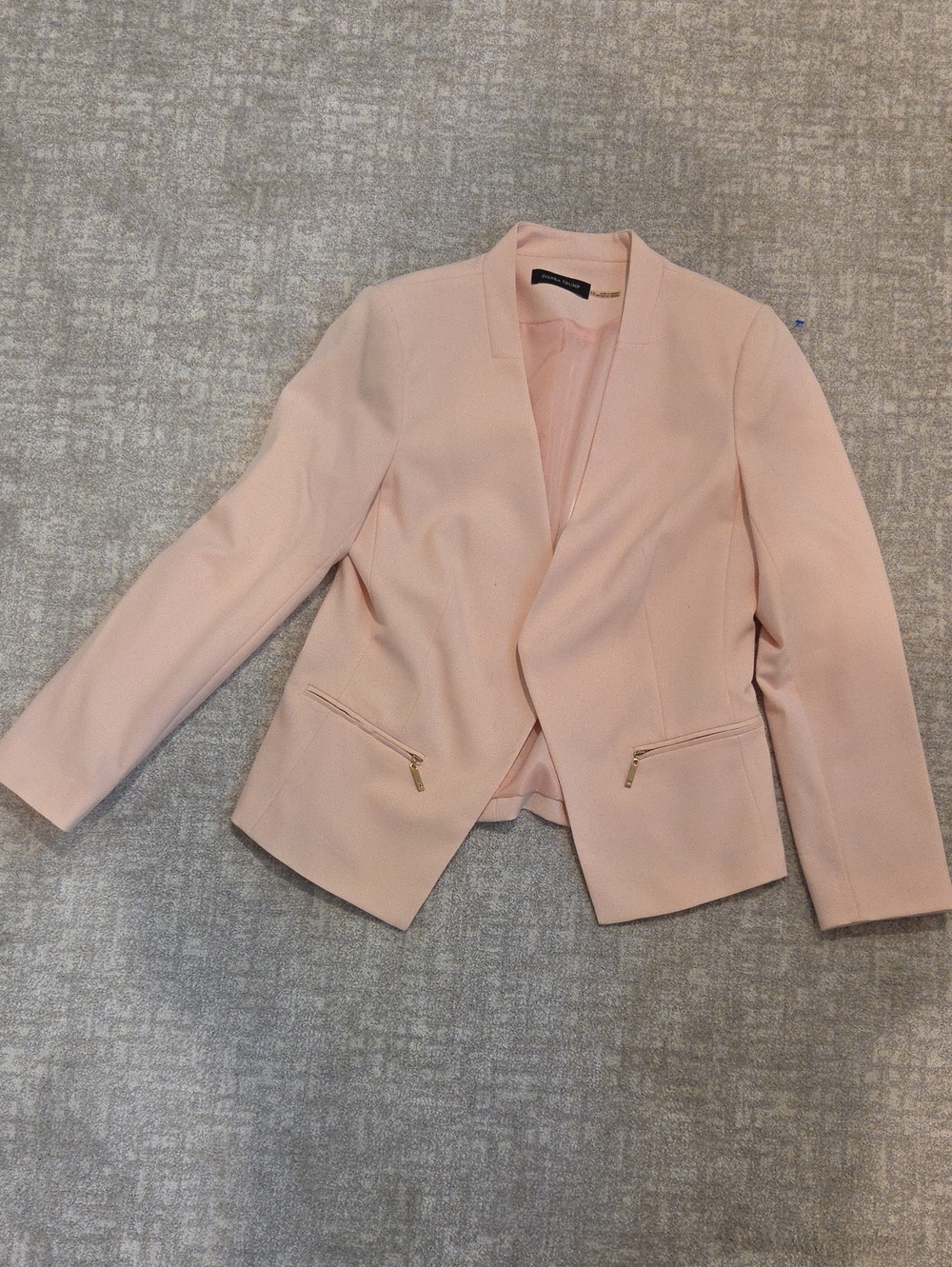 Light Pink Open-Front Blazer with Gold Zippers